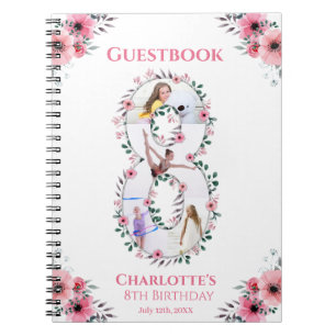 Big 8th Birthday Girl Photo Pink Flower livre d'in