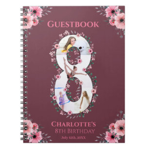 Big 8th Birthday Girl Photo Pink Flower livre d'in