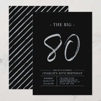 Big Aachtty | Silver & Black 80. Geburtstagsparty Einladung