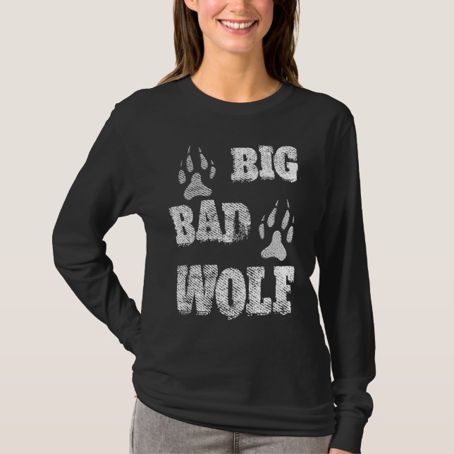 BIG and evil wolf disstressed paw print T-Shirt (Vorderseite)