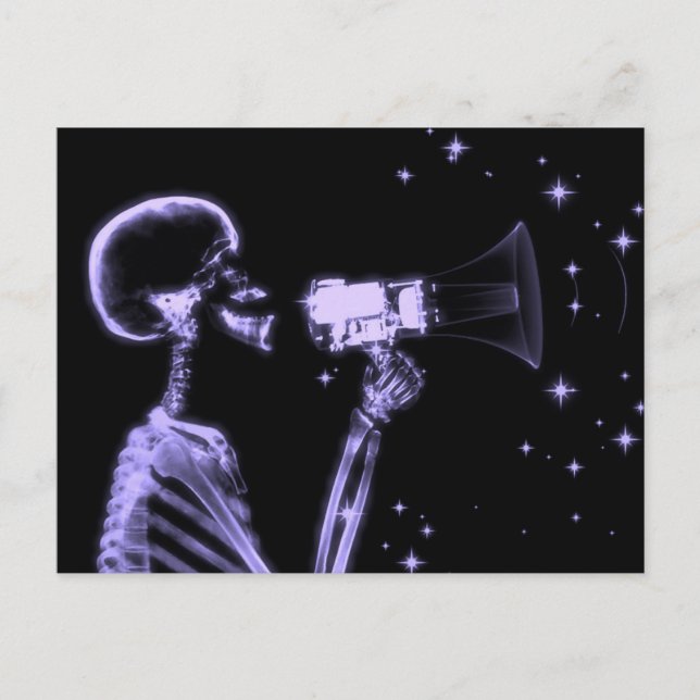 Big Announcement X-Ray Skeleton - Lila Postkarte (Vorderseite)