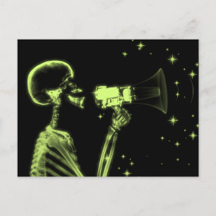 Big Announcement X-Ray Skeleton - Lime Green Postkarte