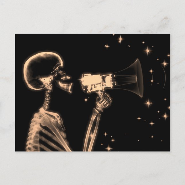 Big Announcement X-Ray Skeleton - Orange Postkarte (Vorderseite)