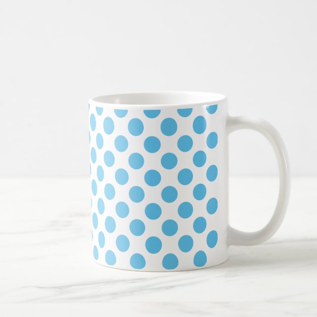 Big Aqua Dots auf Weiß Kaffeetasse (Rechts)