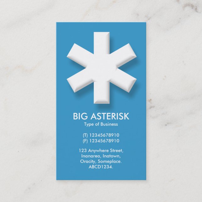 Big Asterisk - Blau (3399CC) Visitenkarte (Vorderseite)