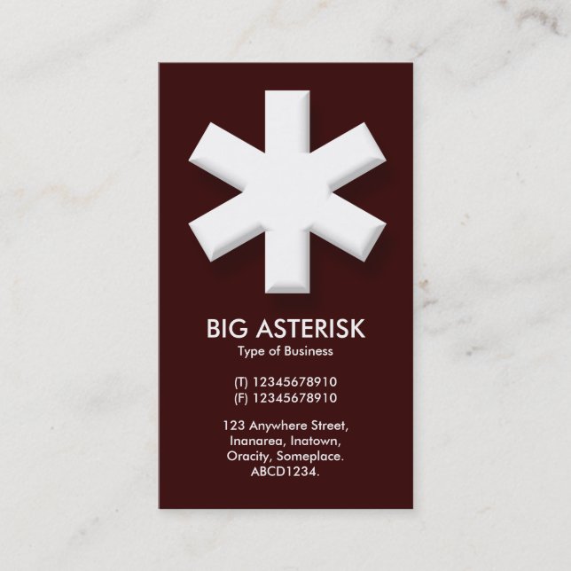 Big Asterisk - Dunkelbraun (330000) Visitenkarte (Vorderseite)