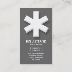 Big Asterisk - Grau Visitenkarte