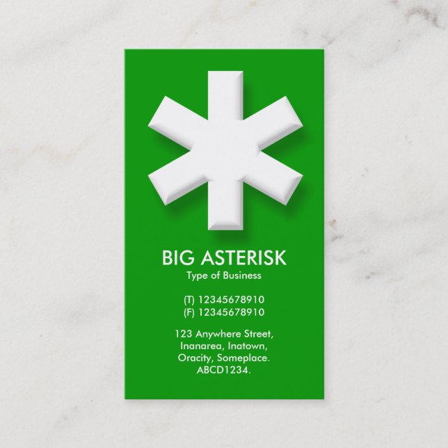 Big Asterisk - Green (00990) Visitenkarte (Vorderseite)