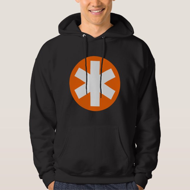 Big Asterisk - Orange und Weiß Hoodie (Vorderseite)