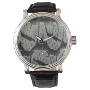 Big Automotive Autos alte Reifen Black Road Trips Armbanduhr