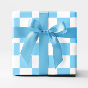 Big Baby Blue und White Checkered Geschenkpapier