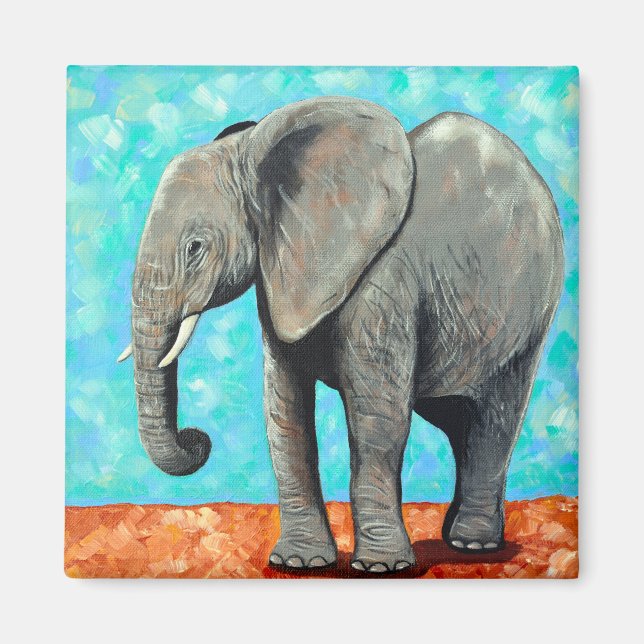 Big Baby Elephant Painting  Magnet (Vorne)