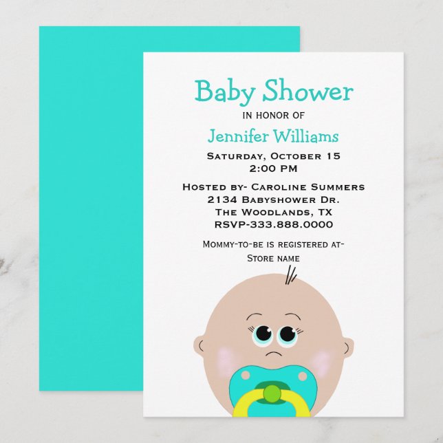 Big Baby Face Baby Shower Einladung (Vorne/Hinten)