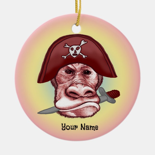 Big Bad Monkey Pirate Keramik Ornament (Vorne)