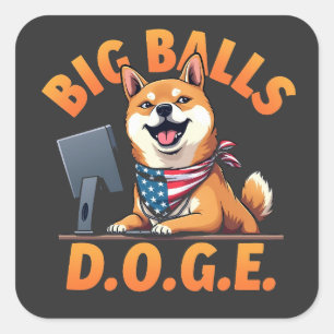 Big Balls Doge Department of Government Efficiency Quadratischer Aufkleber