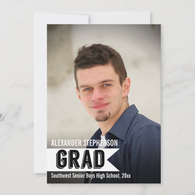 Big Banner Guys Custom Photo Graduation Invitation (Devant)