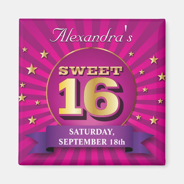 Big Bash Pink Sweet 16 Party Magnet (Vorne)