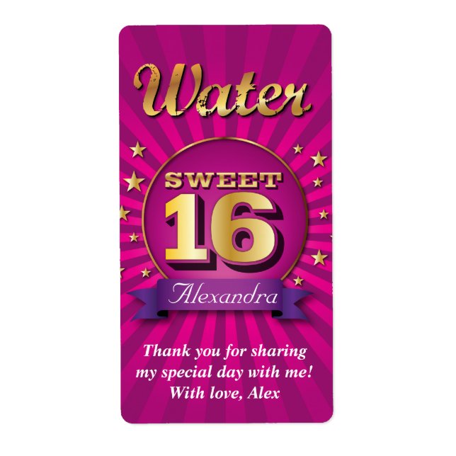 Big Bash Pink Sweet 16 Water Label (Vorne)