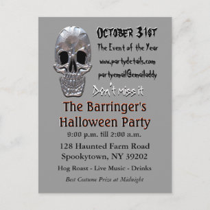 Big Bash Skull Halloween Einladung