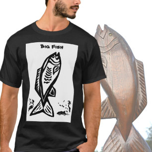 Big Bass Fisch Schwarz und Weiß T-Shirt
