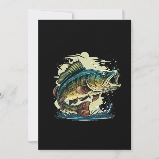 Big-Bass-Fisch-Vektor-Cartoon-T-Shirt-Big-Bass-Fis Einladung (Vorderseite)