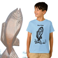 Big Bass Fish primitive Art Black Line Zeichnend