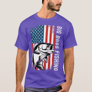 Big Bass FishingPatriotische US-Flaggenfischerei T-Shirt