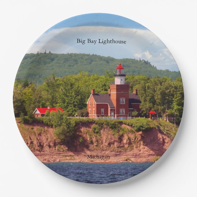 Big Bay Lighthouse von der Wasserpapiertafel Pappteller (Vorderseite)