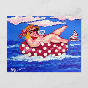 Big Beach Diva Martini Entspannende Postkarte