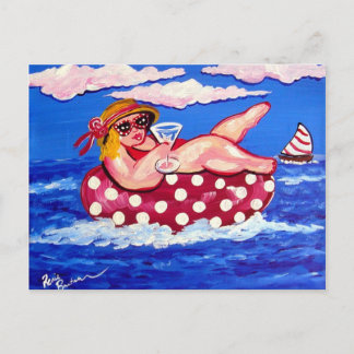 Big Beach Diva Martini Entspannende Postkarte