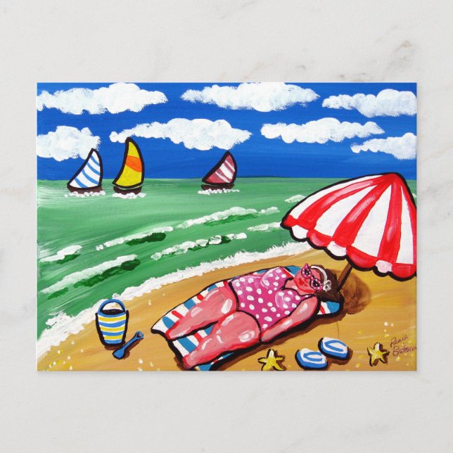 Big Beach Diva Sunbader Post Card Postkarte (Vorderseite)