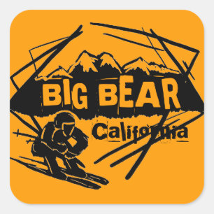 Big Bear California Orange-Logo-Aufkleber Quadratischer Aufkleber