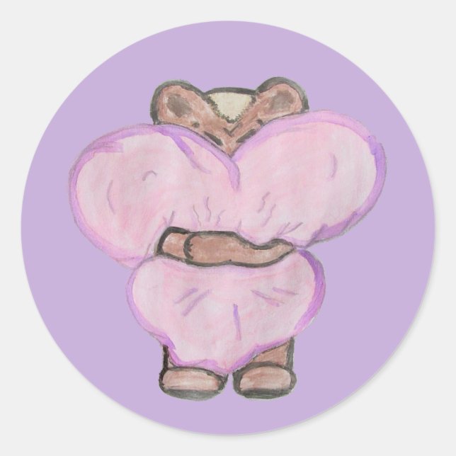Big Bear Hug. Runder Aufkleber (Vorderseite)