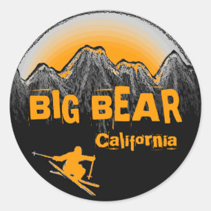 Big Bear Kalifornien orange Themaskiaufkleber Runder Aufkleber