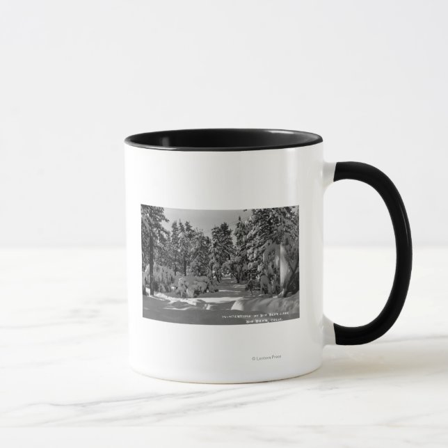 Big Bear Lake, CA im Winter Snow View Tasse (Rechts)
