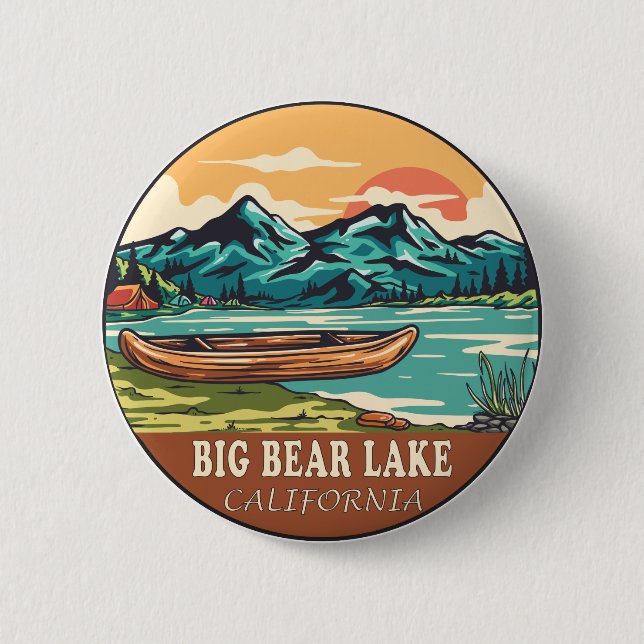 Big Bear Lake California Wasserfischen Emblem Button (Vorderseite)