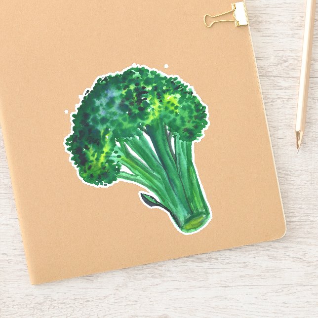 Big Beautiful Broccoli Green Watercolor Art Aufkleber (Notizbuch)