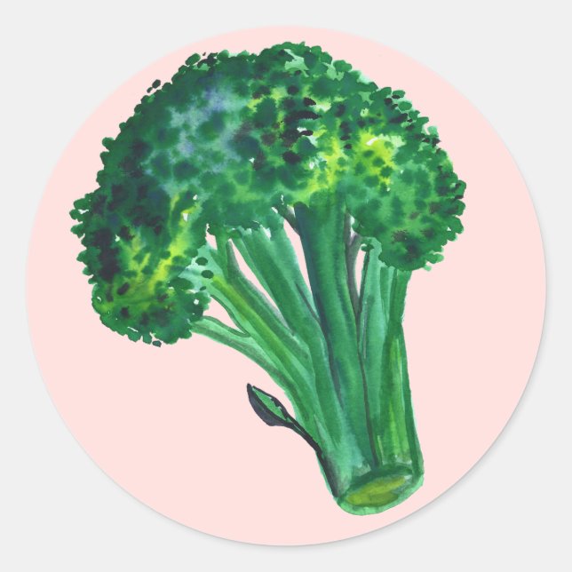 Big Beautiful Broccoli Pink Runder Aufkleber (Vorderseite)