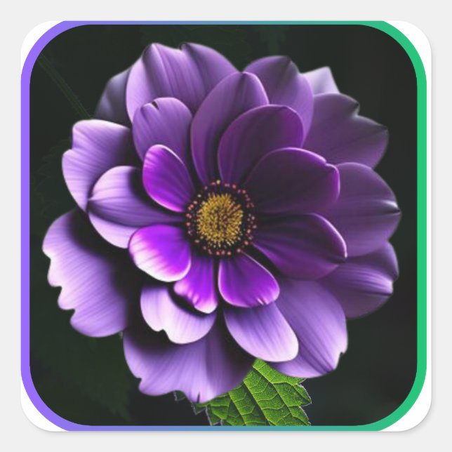Big Beautiful Lila Rose Artistic Design Quadratischer Aufkleber (Vorderseite)