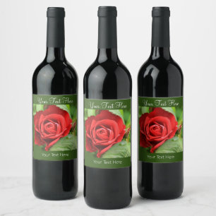 Big Beautiful Rote Rose Blume Weinetikett