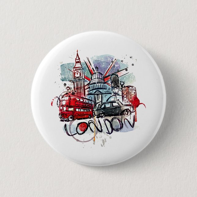 Big ben Bus London Sehenswürdigkeit Button (Vorderseite)