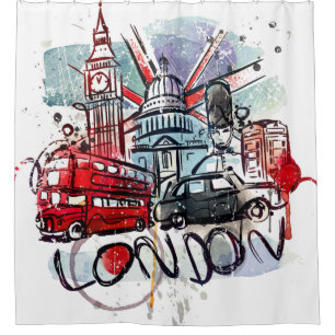 Big ben Bus London Sehenswürdigkeit Duschvorhang