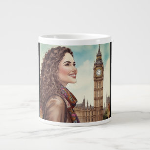 Big Ben Clock Tower, Lovely Lady Vacation in Londo Jumbo-Tasse