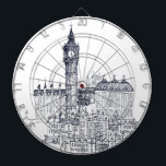 Big Ben Dartscheibe<br><div class="desc">© Avery Tillmon / Wilder Apple. Eine Schwarz-Weiß-Abbildung des Big Ben.</div>