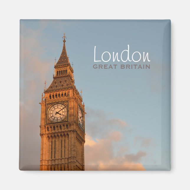 Big Ben im Londoner Foto-Textmagnet Magnet (Vorne)