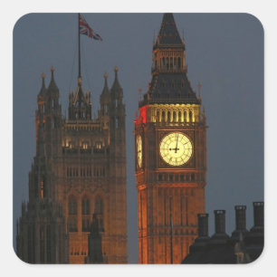 Big Ben-London-England Quadratischer Aufkleber