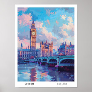 Big Ben London England Vintage Travel Poster