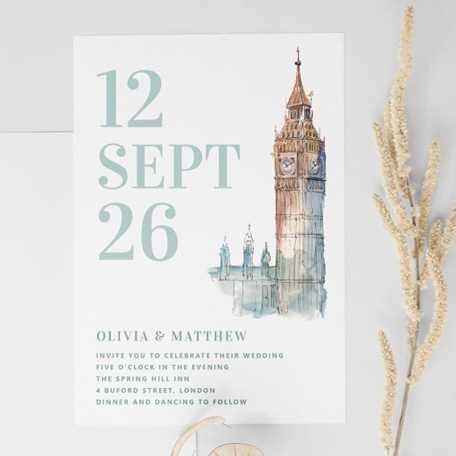 Big Ben / London Hochzeit in Urlaubsort + QR-Foto Einladung (Von Creator hochgeladen)
