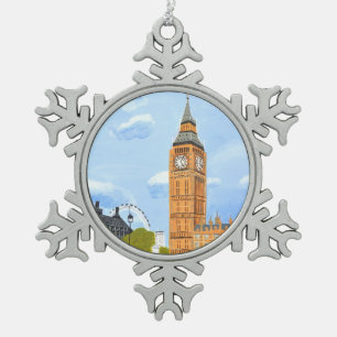 Big Ben London Schneeflocken Zinn-Ornament