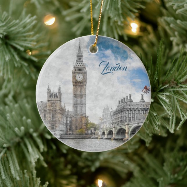 Big Ben London UK Keramik Ornament British Travel (Baum)
